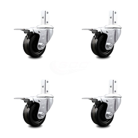 Service Caster 3 Inch Phenolic Wheel Swivel 3/4 Inch Square Stem Caster Set Total Lock Brake SCC-SQTTL20S314-PHS-34-4
